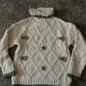 Embroidered Turtleneck Sweater